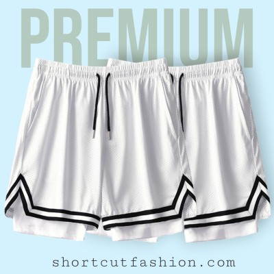 2 pcs combo 2in1 Sports Mesh Shorts