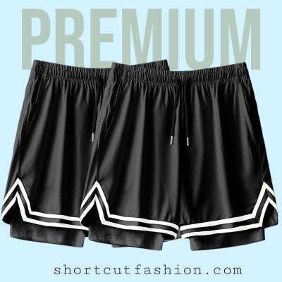 2 Pcs 2in1 Sports Mesh Shorts